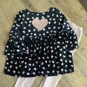 Navy velvet with pink hearts outfit